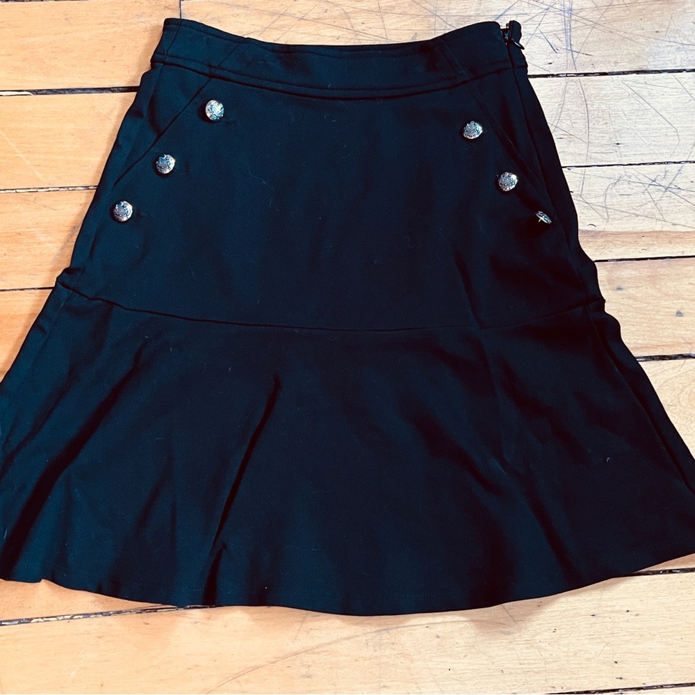 Lauren Ralph Lauren Black A-Line Mini Skirt with Button Details